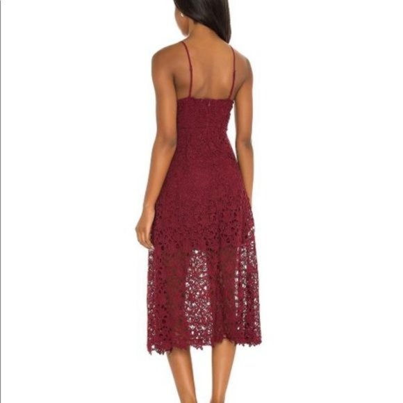ASTR The Label Lace Crochet Burgundy Wine A Line Midi Dress Size M - Picture 2 of 10